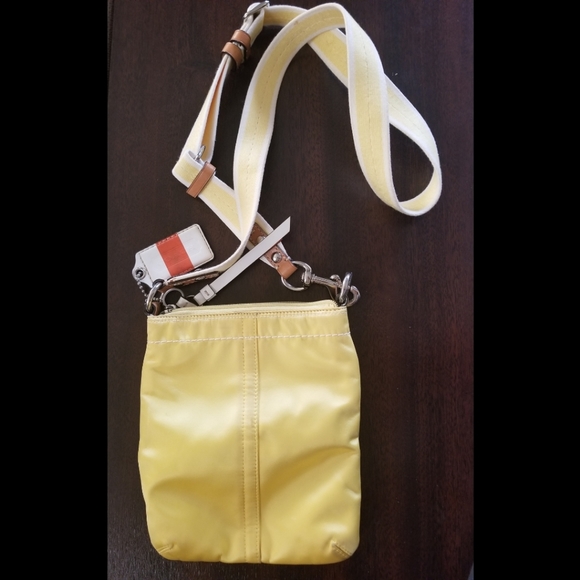 Coach Sunshine Yellow "Satin" Passport Bag - Picture 2 of 9
